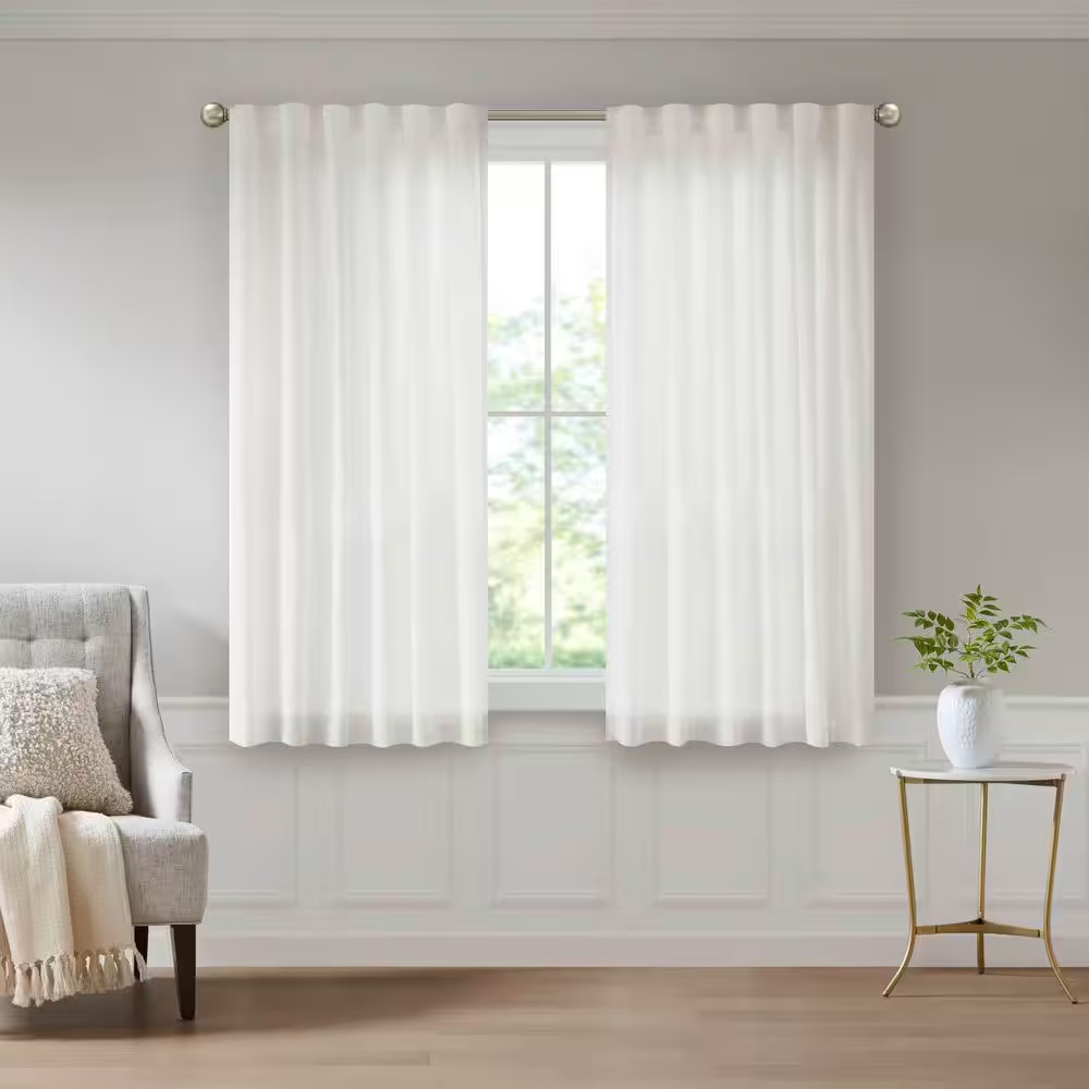 Lexus White Polyester 52 In. W X 84 In. L Room Darkening Curtain Panel Set of 2