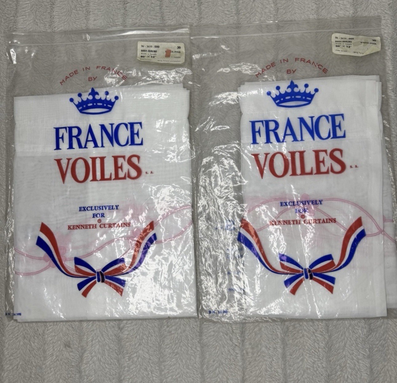 France Voiles For Kenneth Curtains Valance Lot Of 2 Daisy Darling Pink 60 X 12