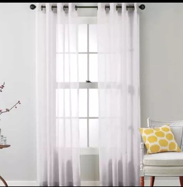 2PC WHITE SOLID VOILE SHEER WINDOW CURTAIN GROMMET PANEL TREATMENT DRAPE -RUBY