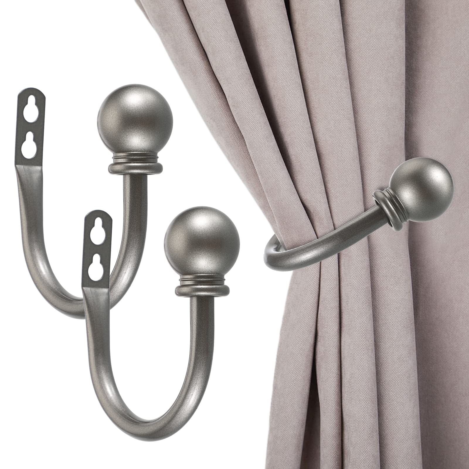 Set of 2 Decorative Curtain Holdbacks, Wall Mounted Aluminum Alloy Window Draper