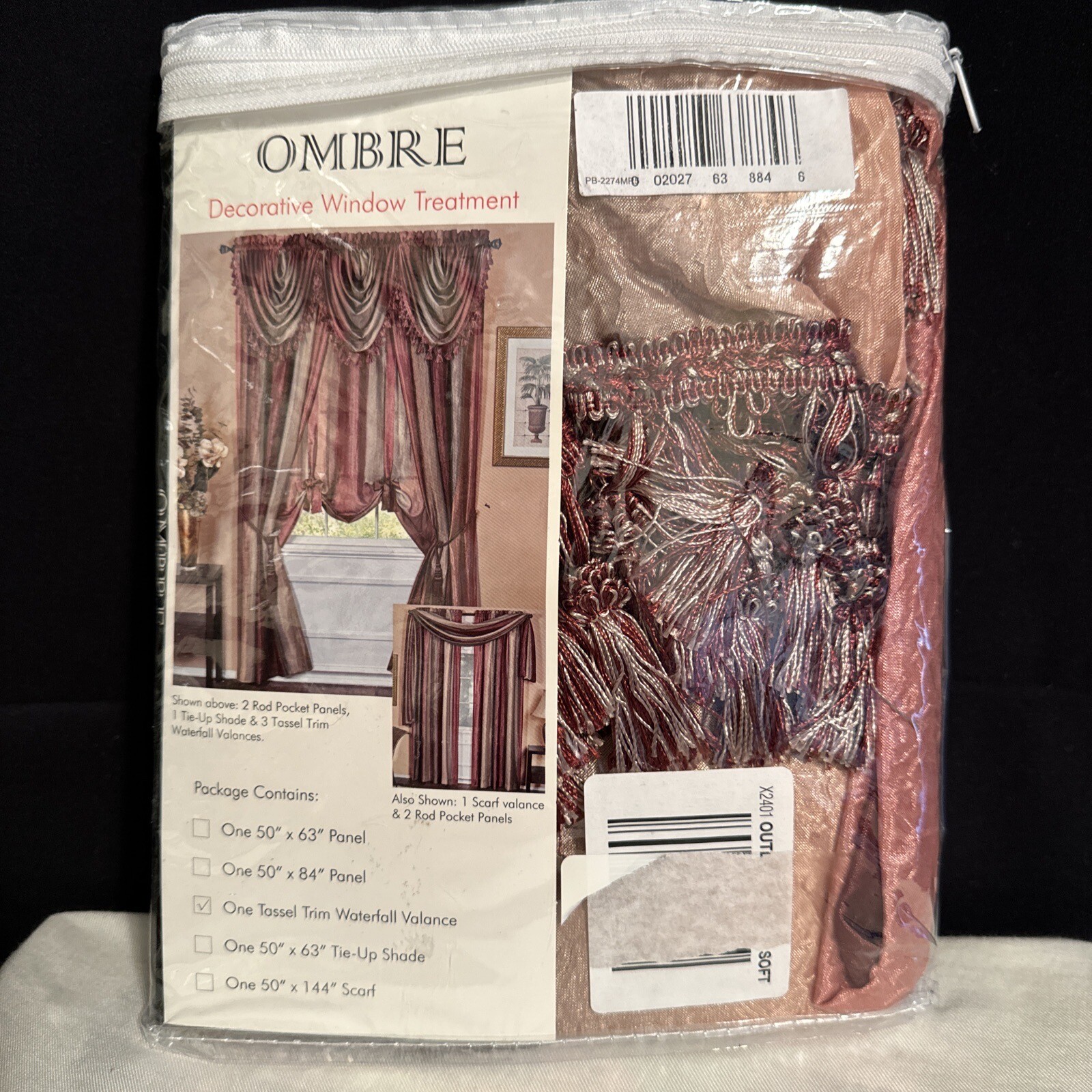 Achim Home Ombre Waterfall Window Curtain Valance, Fits Up To 36”, RN115704