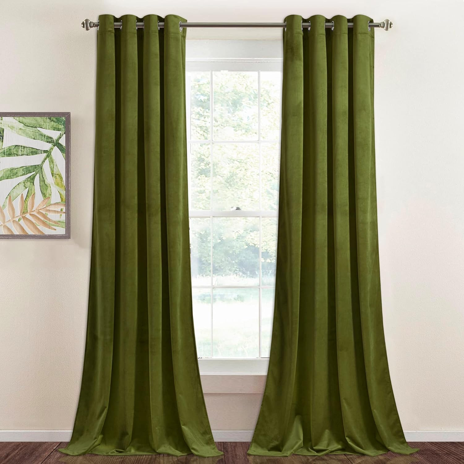 Olive Green Curtains 108 Inches Long, Super Soft Velvet Luxury Home Decor, Chris