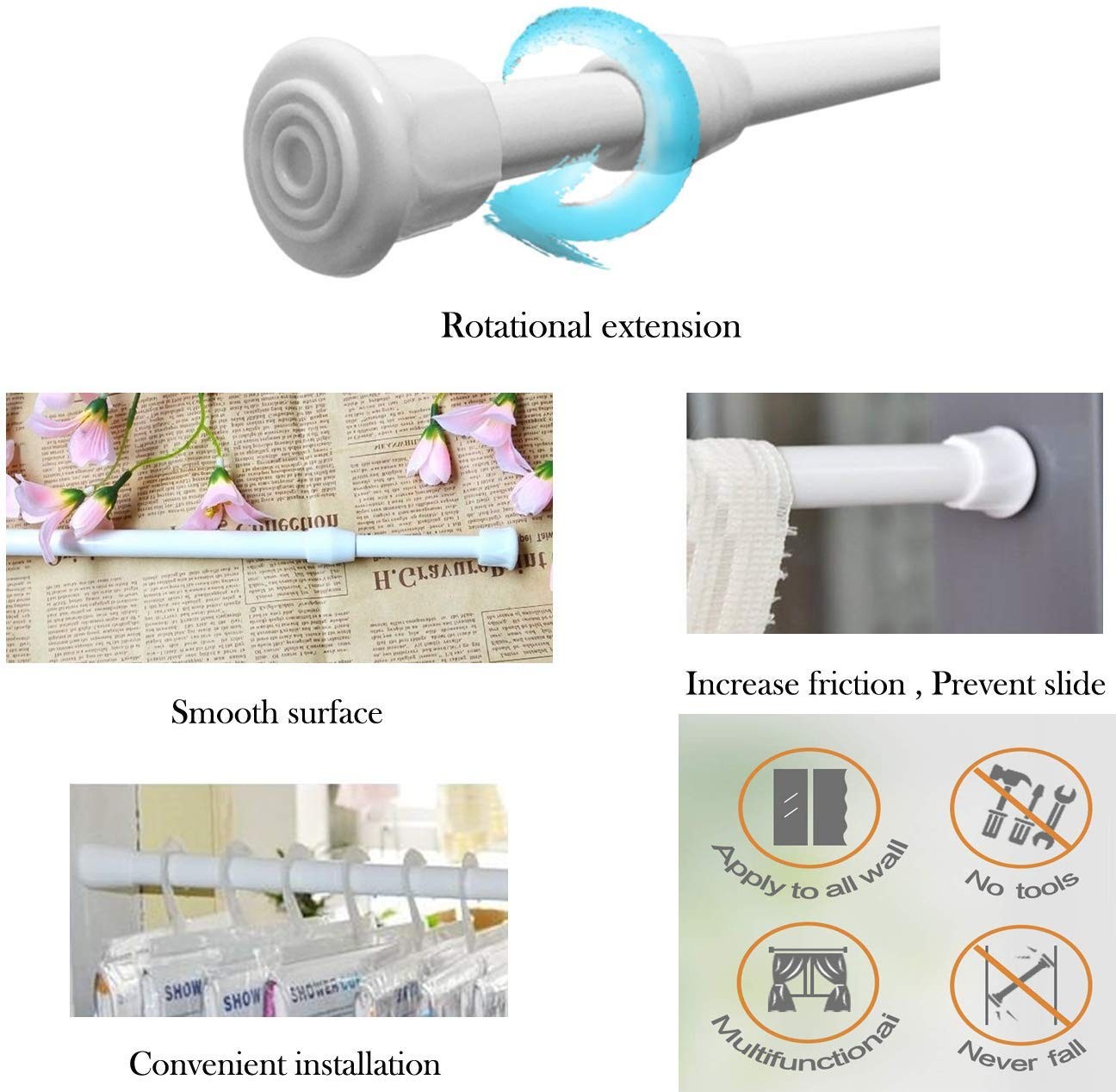 2 Pack Small Tension Rods 7 in to 11 Curtain Rods Window Rods in Extendable W…