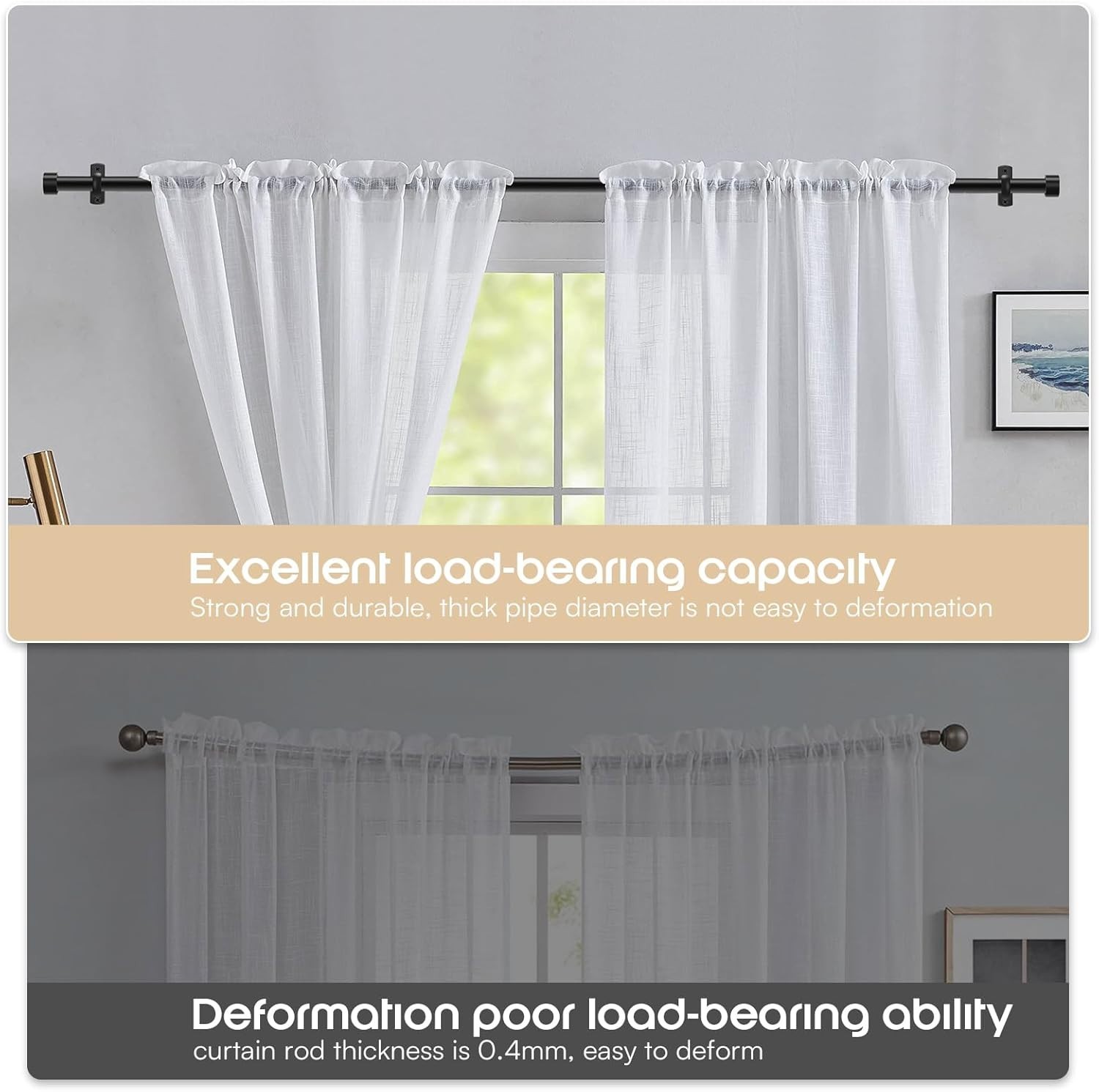 Extra Long Matte Black Curtain Rod 120-168 Inch (10-14 Feet) for Large Windows