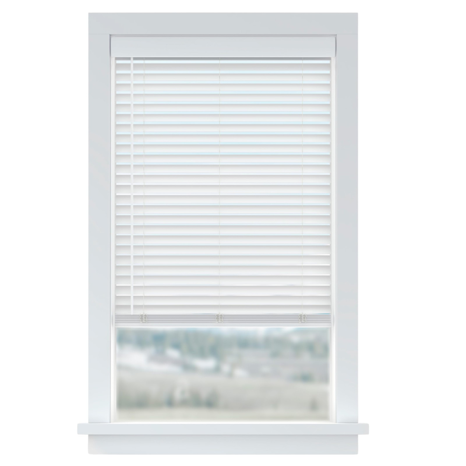Basics 2” Faux Wood Horizontal Blinds for Indoor Windows, 34” W x 64” H, Cord…
