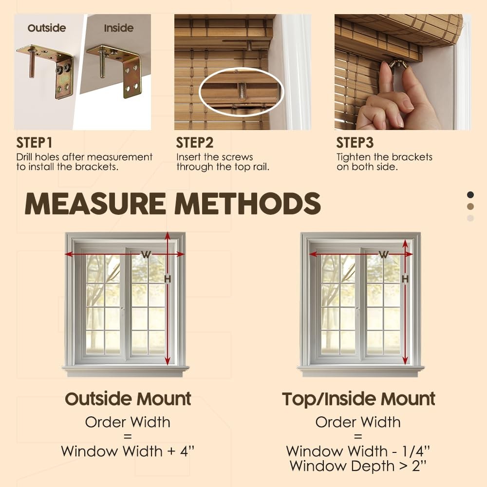 Hidodo Cordless Bamboo Roman Shades Light Filtering Bamboo Shades Blinds Window