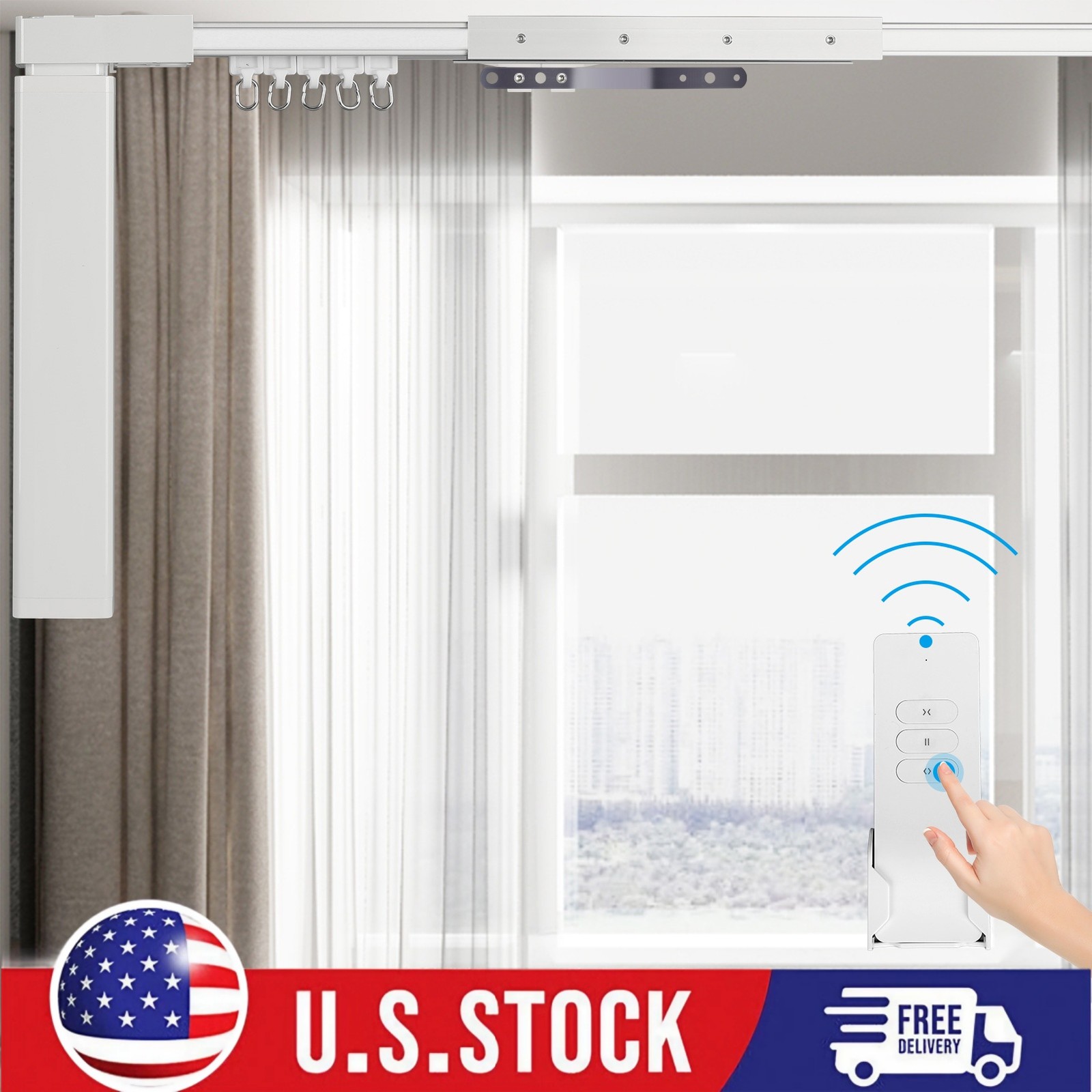 6.2m Motorized Curtain Track Rail Electric Wifi Remote Control Automatic 20.3ft