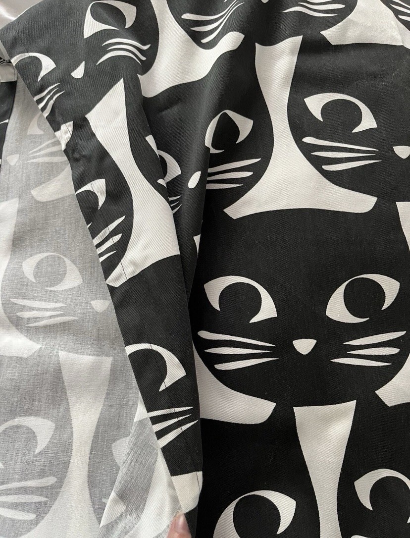 IKEA Cat Curtains 2 Pair Mattram Black Cat Panels with Grommets 145 x 250cm