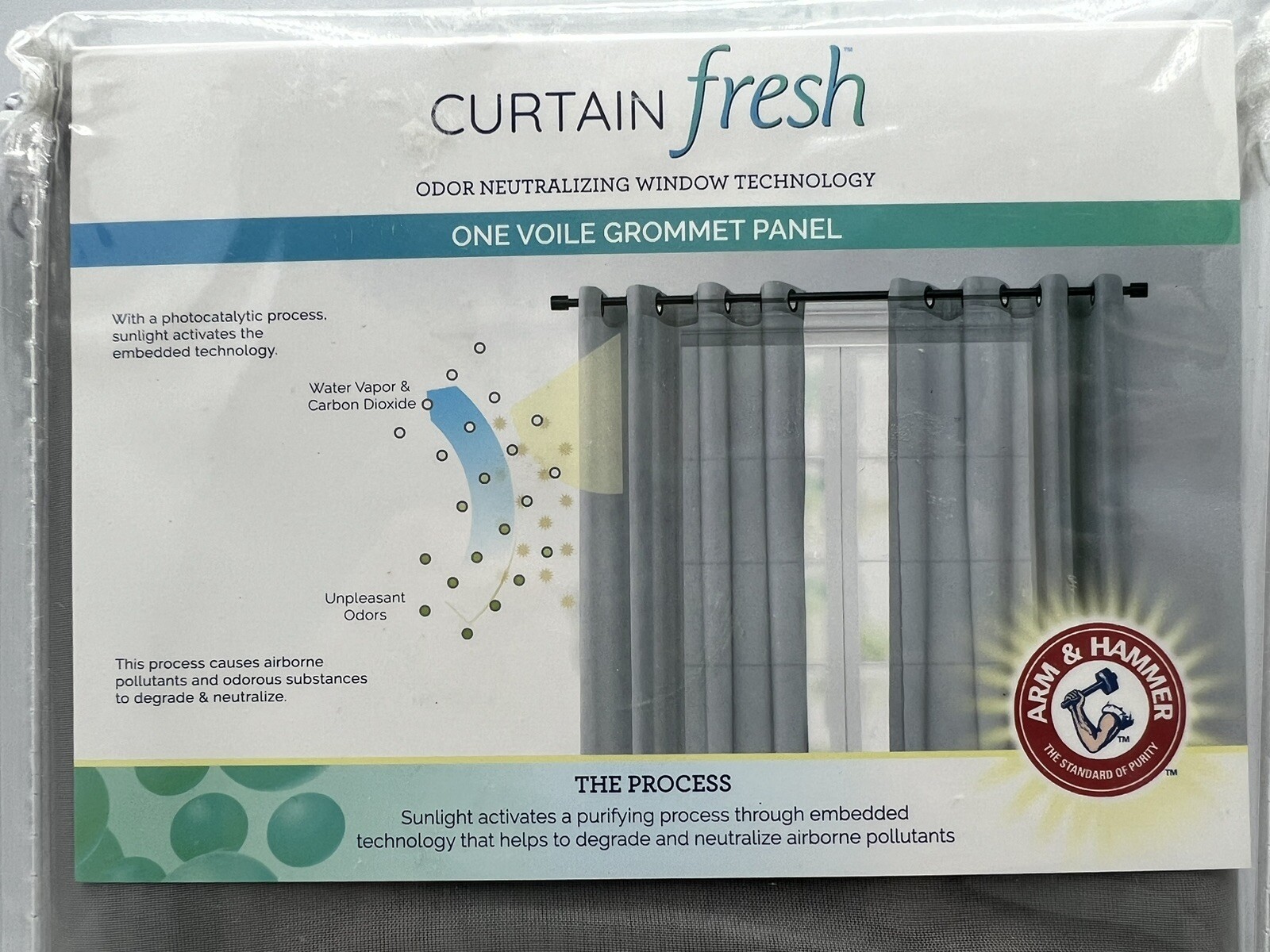 Arm & Hammer Curtain Fresh 59”x108” Sheer Grommet Viole Panel in Light Grey