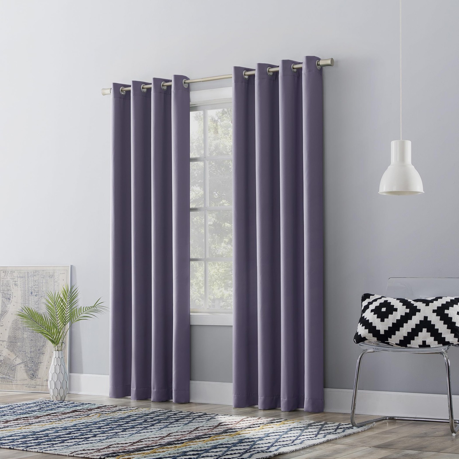 Barrow 2-Pack Energy Saving Grommet Curtain Panel Pair, Lavender, 54″ W x 84″…