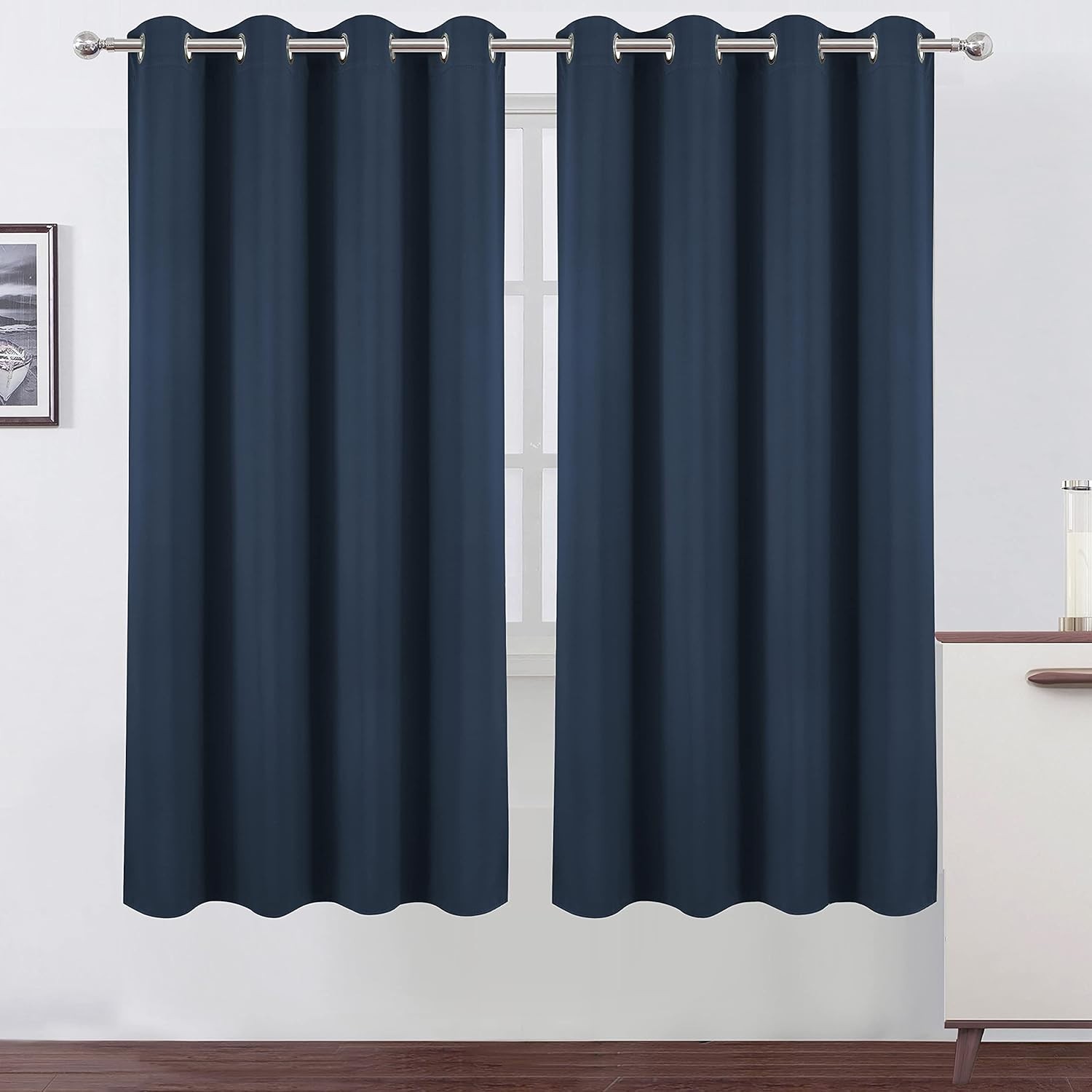 LEMOMO Navy Blue Blackout Curtains/52 x 72 Inch/Set of 2 Panels Room Darkening C