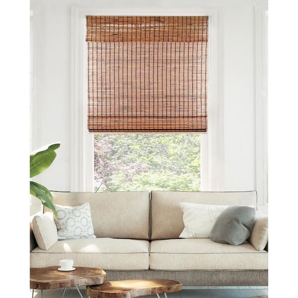 Chicology Cordless Light Filter Natural Woven Bamboo Roman Shade – Brown Beaver