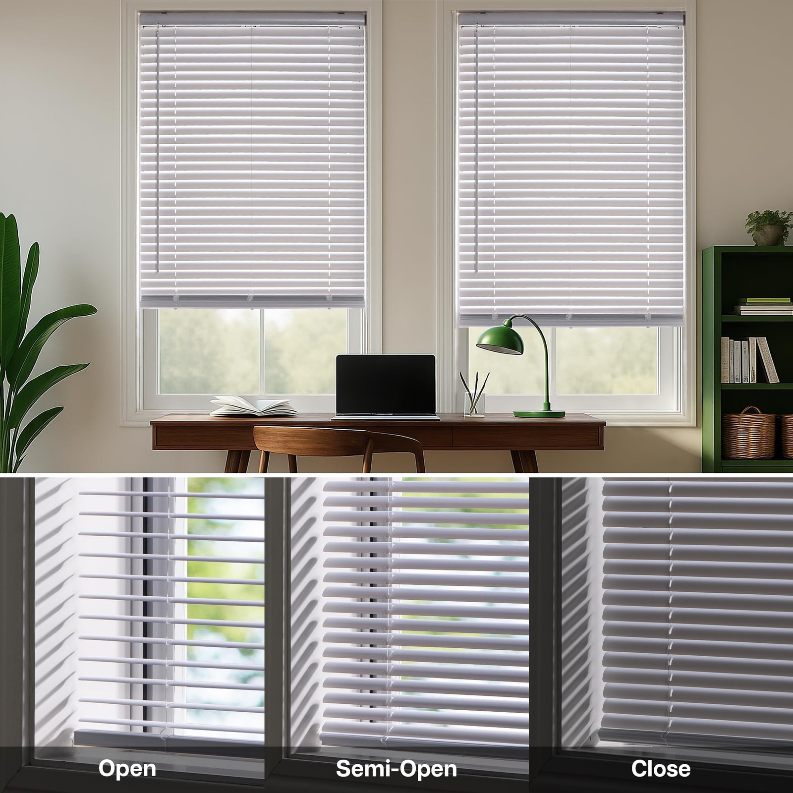 LazBlinds Cordless White 1″ Room Darkening Vinyl Mini Blinds, 20″ W x 36″ H H…