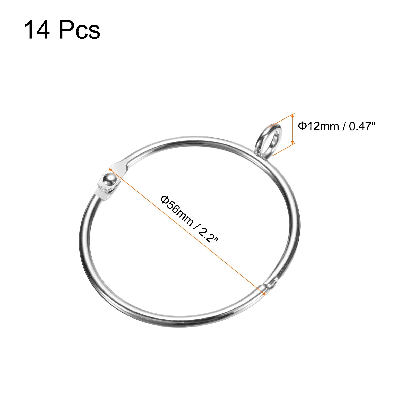 14 Set Silver Curtain Rod Rings With Eyelets Openable For Drapery