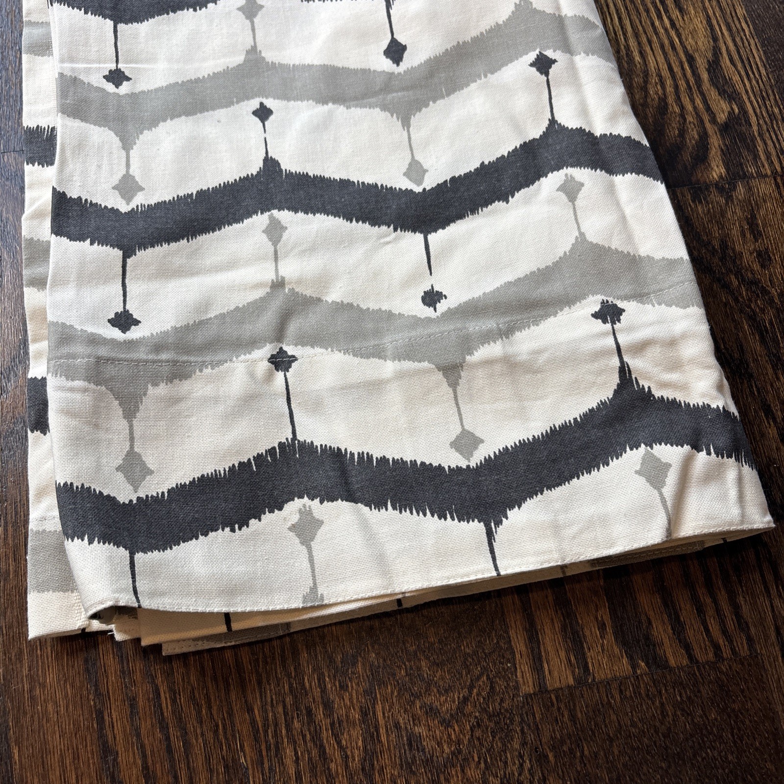 West Elm 48”x84” Curtain Panels Pair Gray Black Ivory Geometric Cotton Drapes