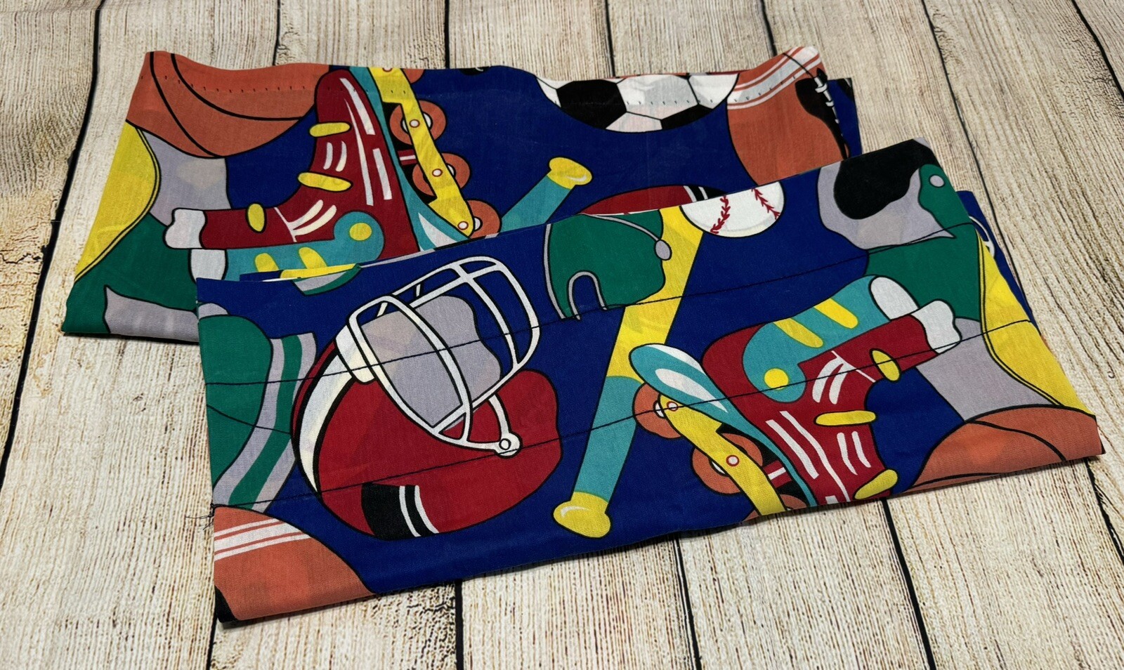 2 Whisper Soft Mills Soccer Rollerblade Football Valance Curtains 80 x 17 Tub22