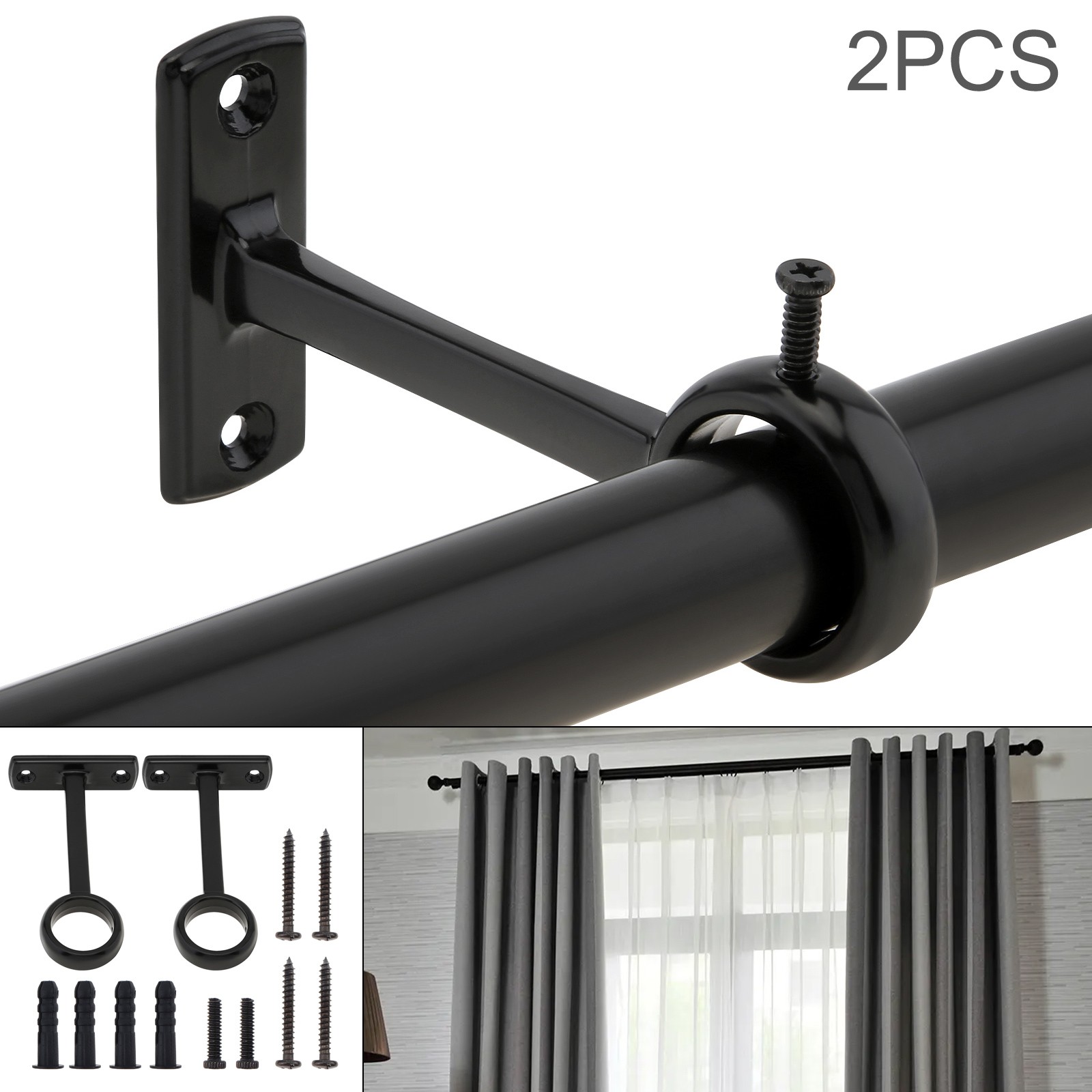 Ceiling Mount Curtain Rod Brackets 2 Pack Hooks Hangers for 1 Inch Drape Pole