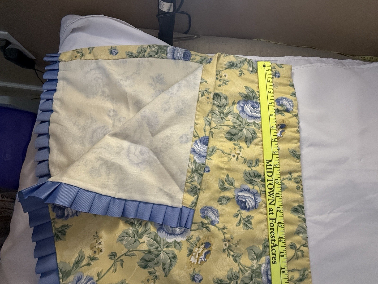 Waverly Cotton Window Valance Set 2 Yellow Blue Floral Blue Roses