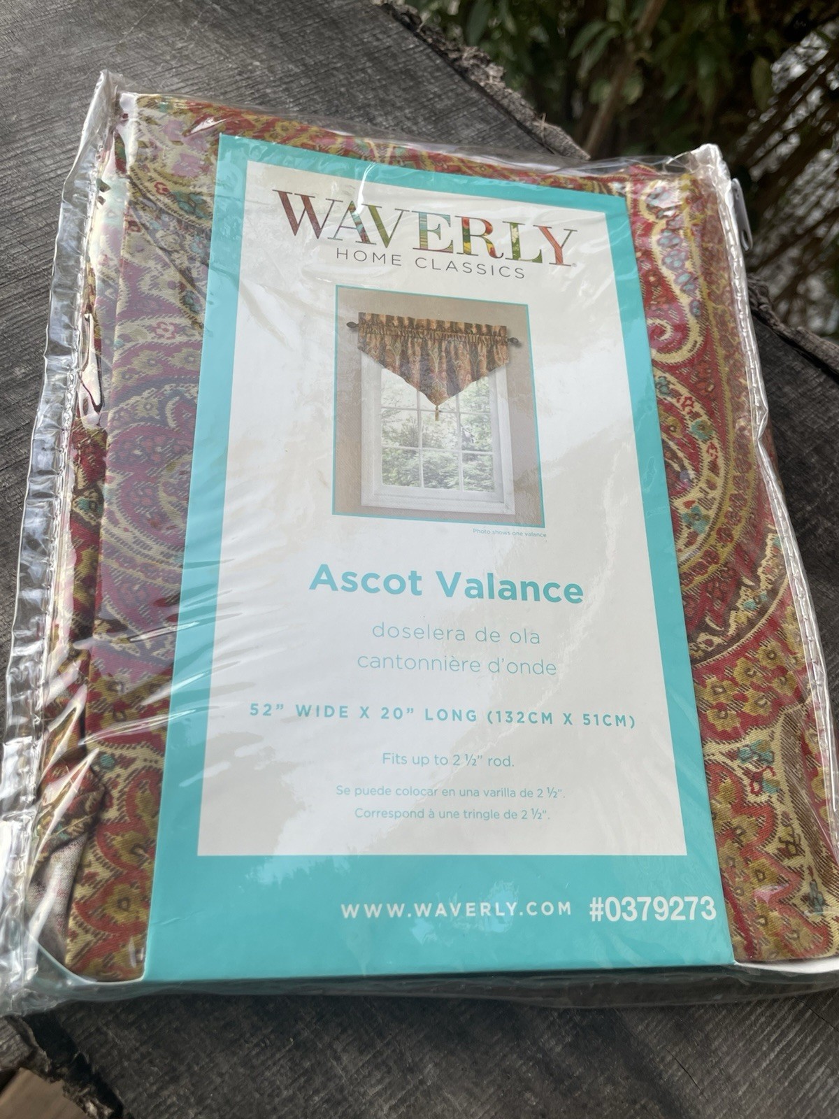 Waverly Home Classics Cashmere Ruby Ascot Valance 52” W 20” L 2 1/2 Rod Paisley