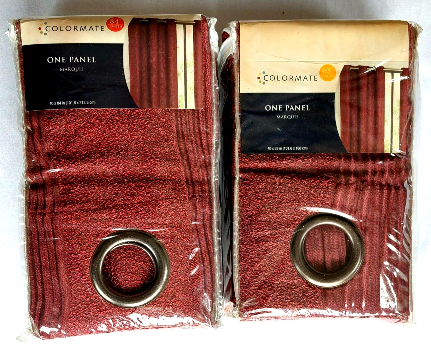 Colormate Marquis One Panel Grommet Top 40 x 63/84 in. Burgundy