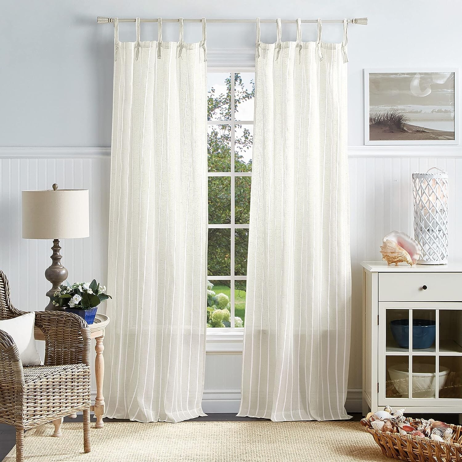 Martha Stewart 84-in White Polyester Semi-sheer Standard Lined Top Tab Curtains