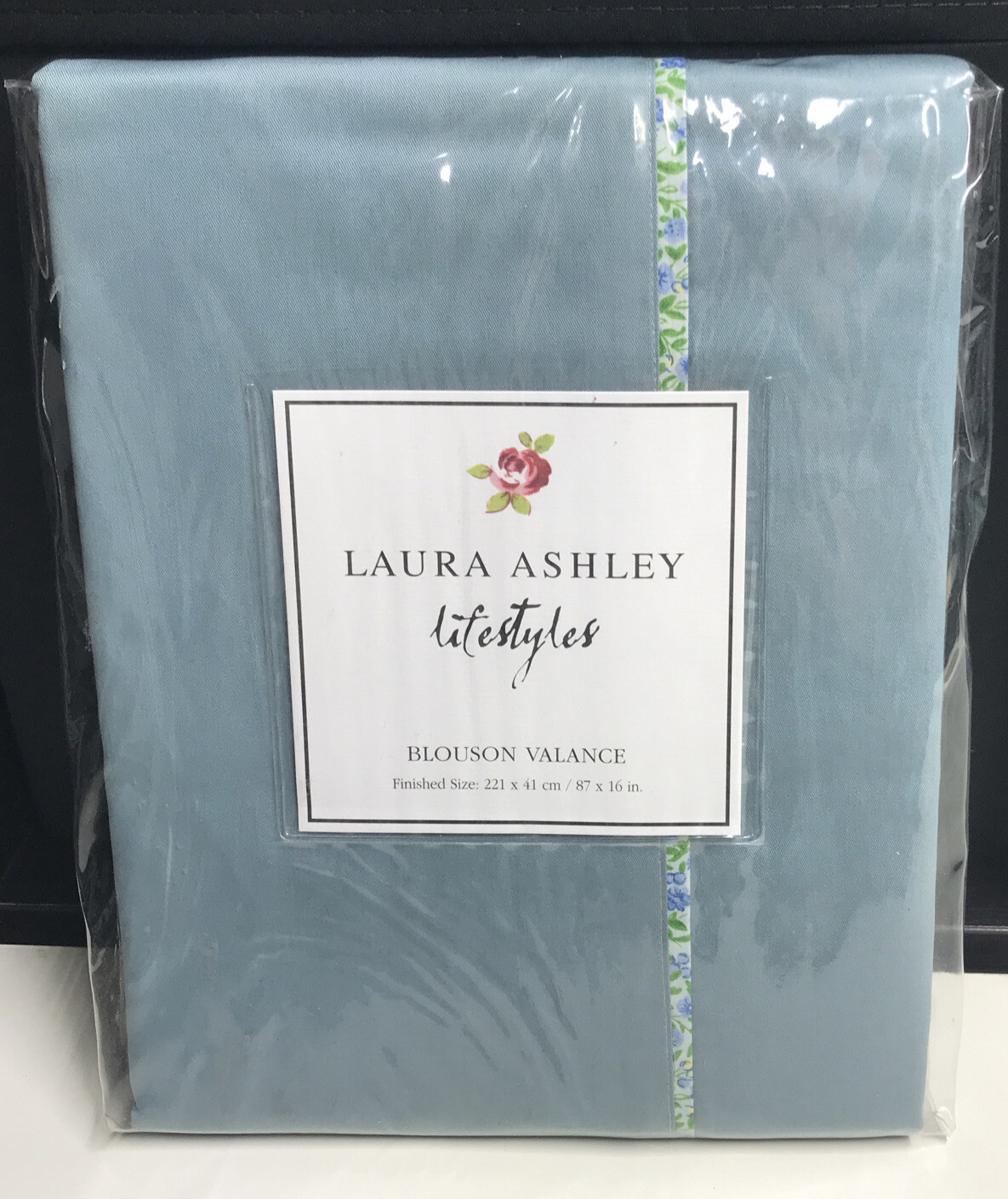 Vintage NIP Laura Ashley Egg Blue Blouson Valance Window Treatment 87 x 16