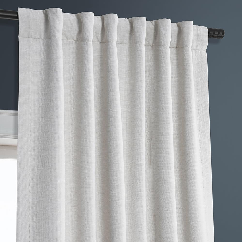 Bellino Textured Faux Linen Room Darkening Curtains 63 Inches Long (1 Panel), Cu