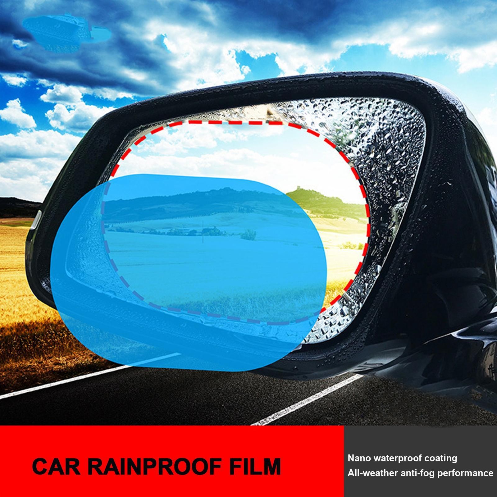 Car Rearview Mirror Film Nano Anti-Fog Rainproof Waterproof Fog Preventing Film