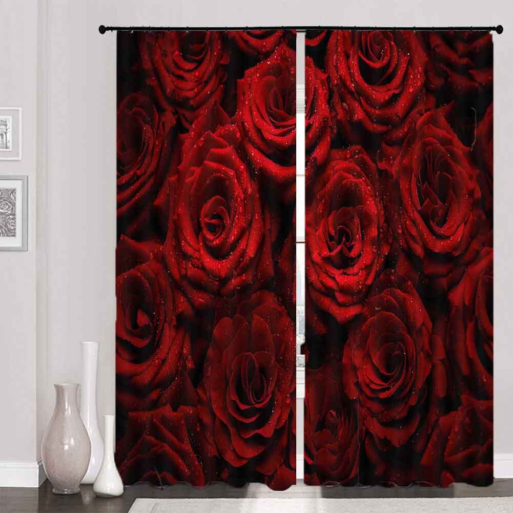 Romantic Ultimate Rose 3D Curtain Blockout Photo Printing Curtains Drape Fabric
