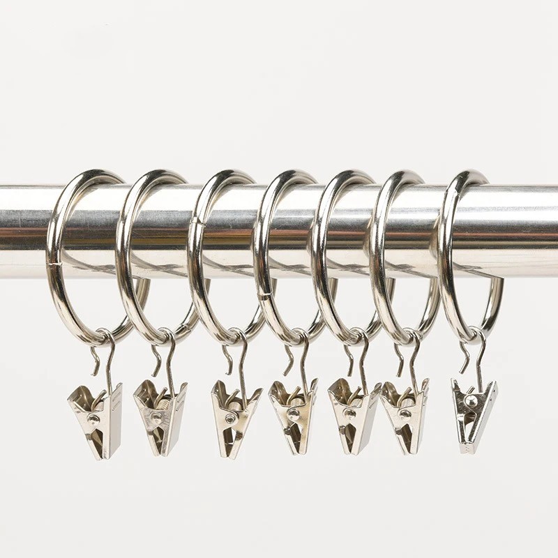 20PCS Curtain Rings with Clips Metal Drapery Hooks for 1in Curtain Rods
