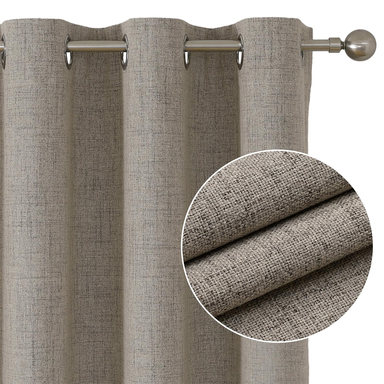 , Linen Coloured Blackout Curtains, 2 Piece Set, 107cm W x 213cm L, 10…