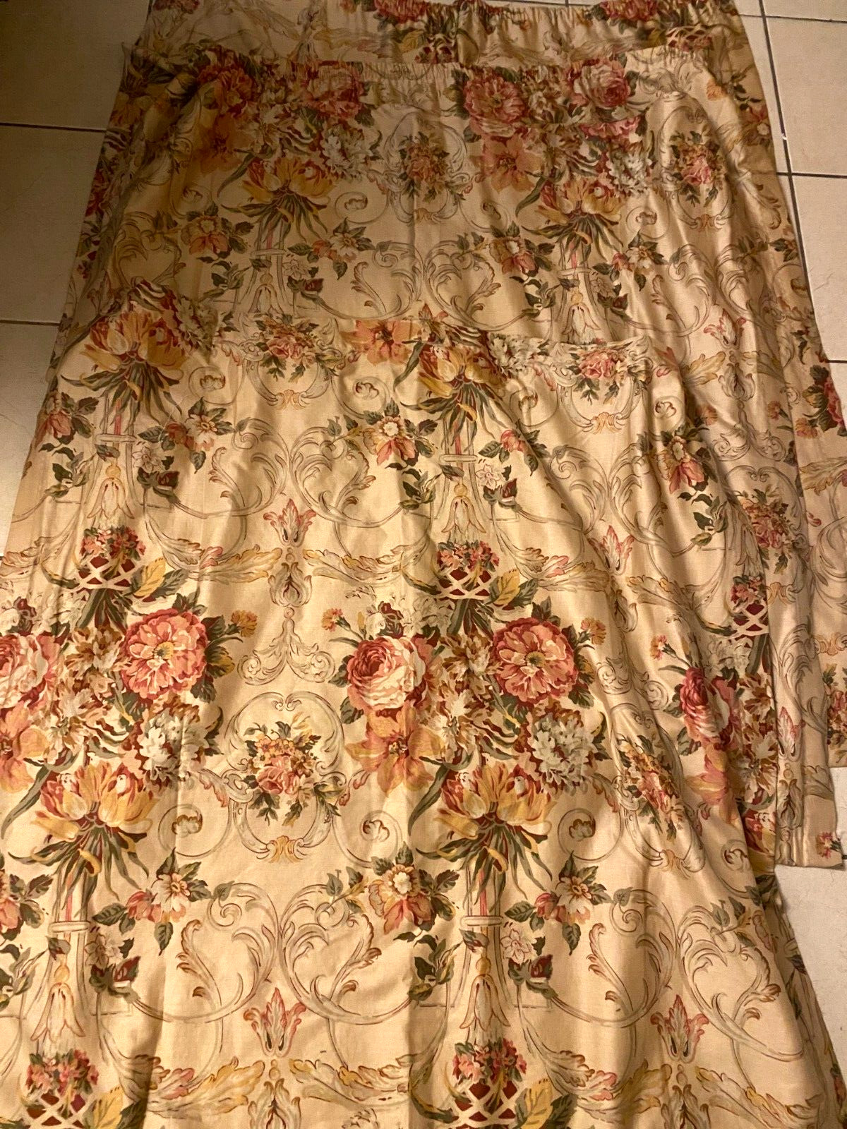 RALPH LAUREN Guinevere Floral Sateen 4PCS 43″x41″ Custom made Window Curtains
