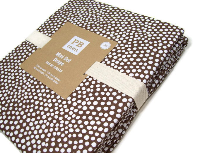 Pottery Barn Teen Dark Brown Mini Dot Pole Pocket Window Drape 52″ X 96″