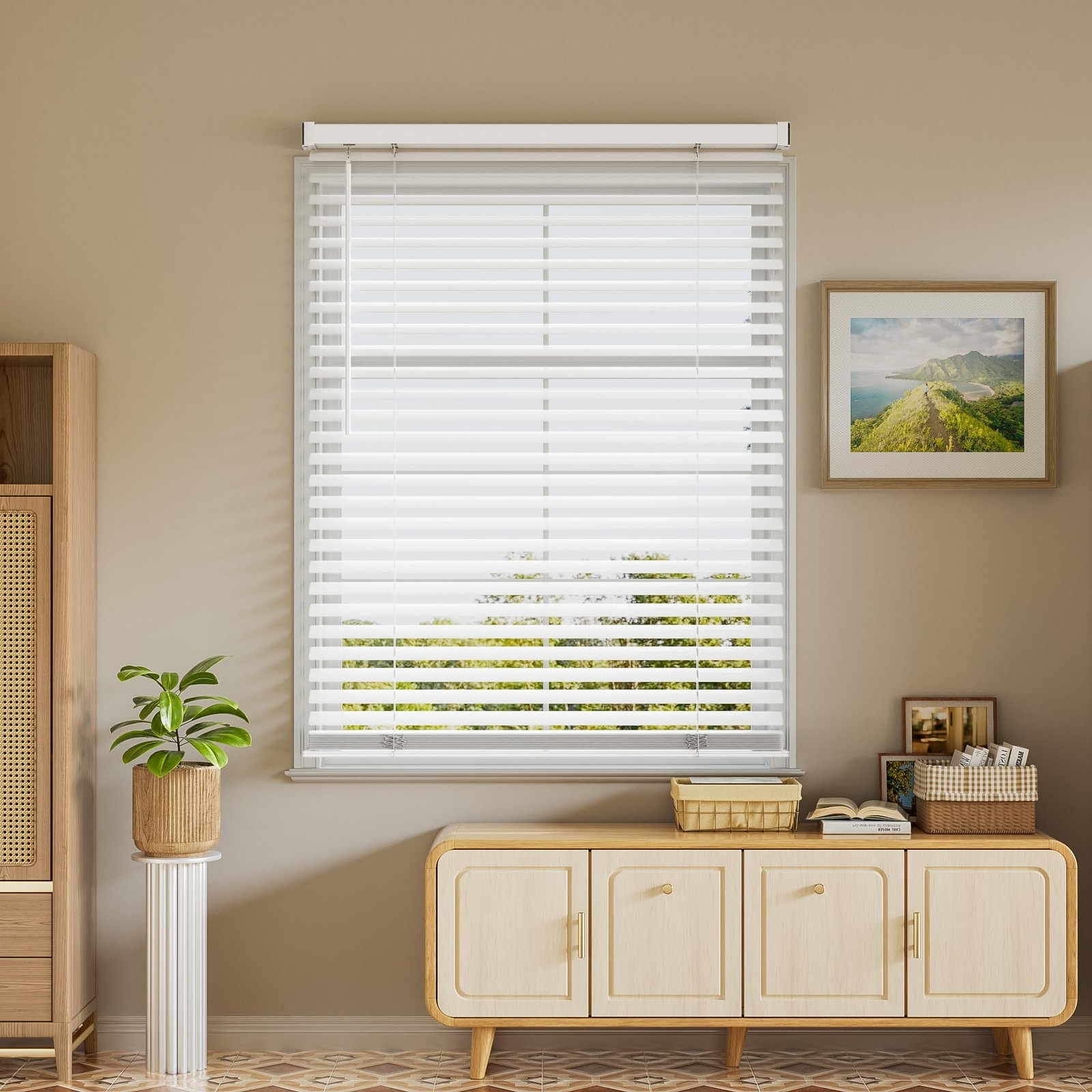 Window Blinds, SZXIMU 2» Cordless Blind for Indoor 28″W x 64″H, White