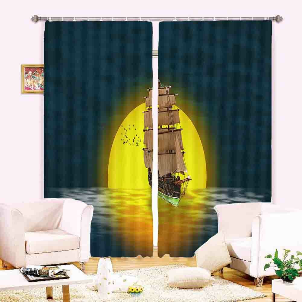 A Ship Bound For The Moon 3D Blockout Photo Print Curtain Fabric Curtains Window
