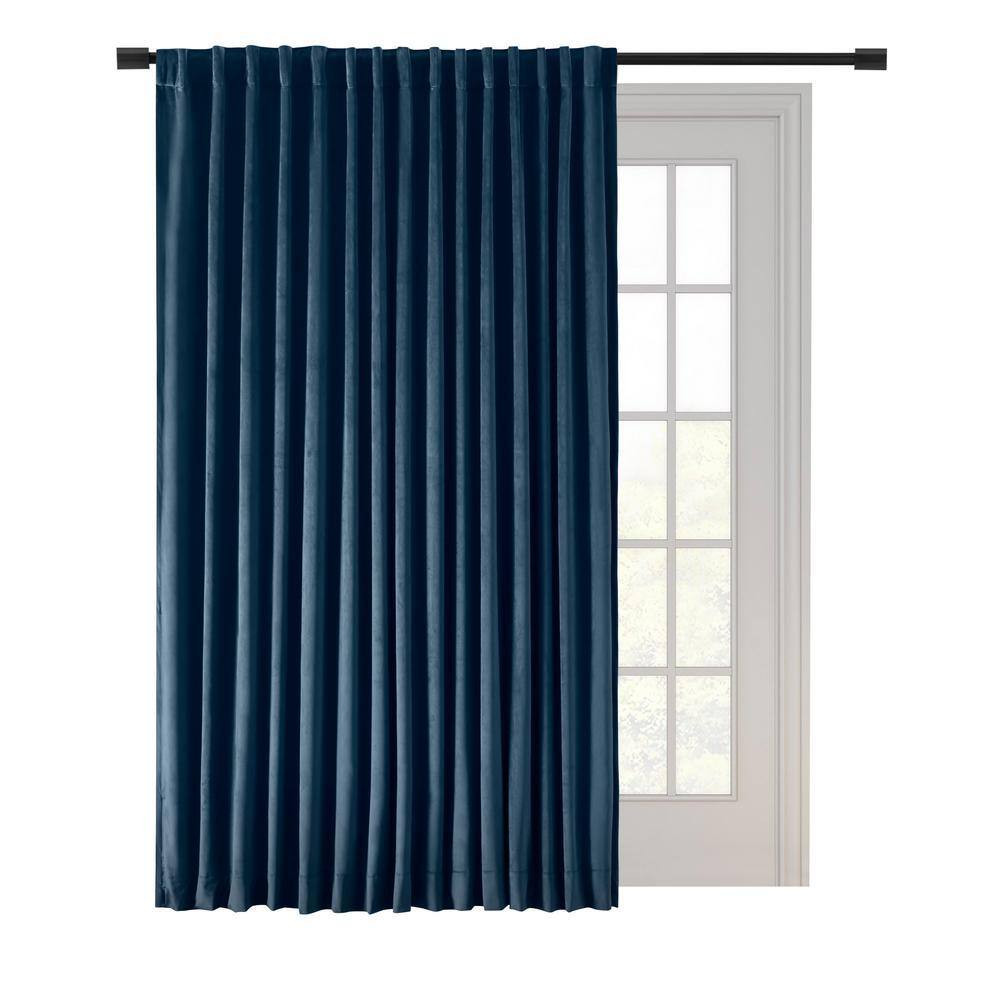Premium Velvet Blue Solid 100 In. W X 84 In. L Rod Pocket with Back Tab Room Dar