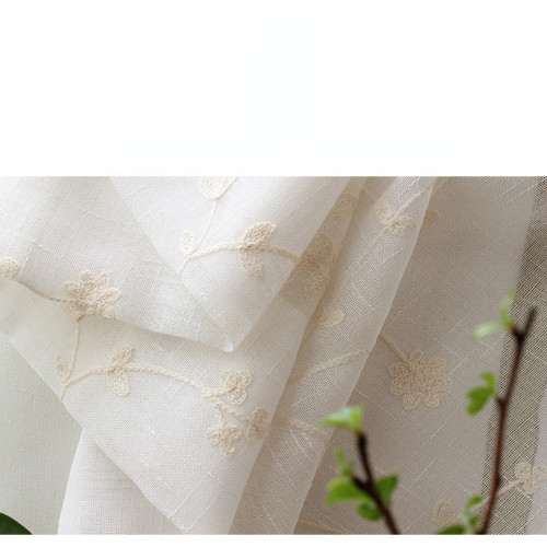 Floral Embroidered Sheer Tulle Curtains Voile Bedroom Tulle Window Blinds Drapes