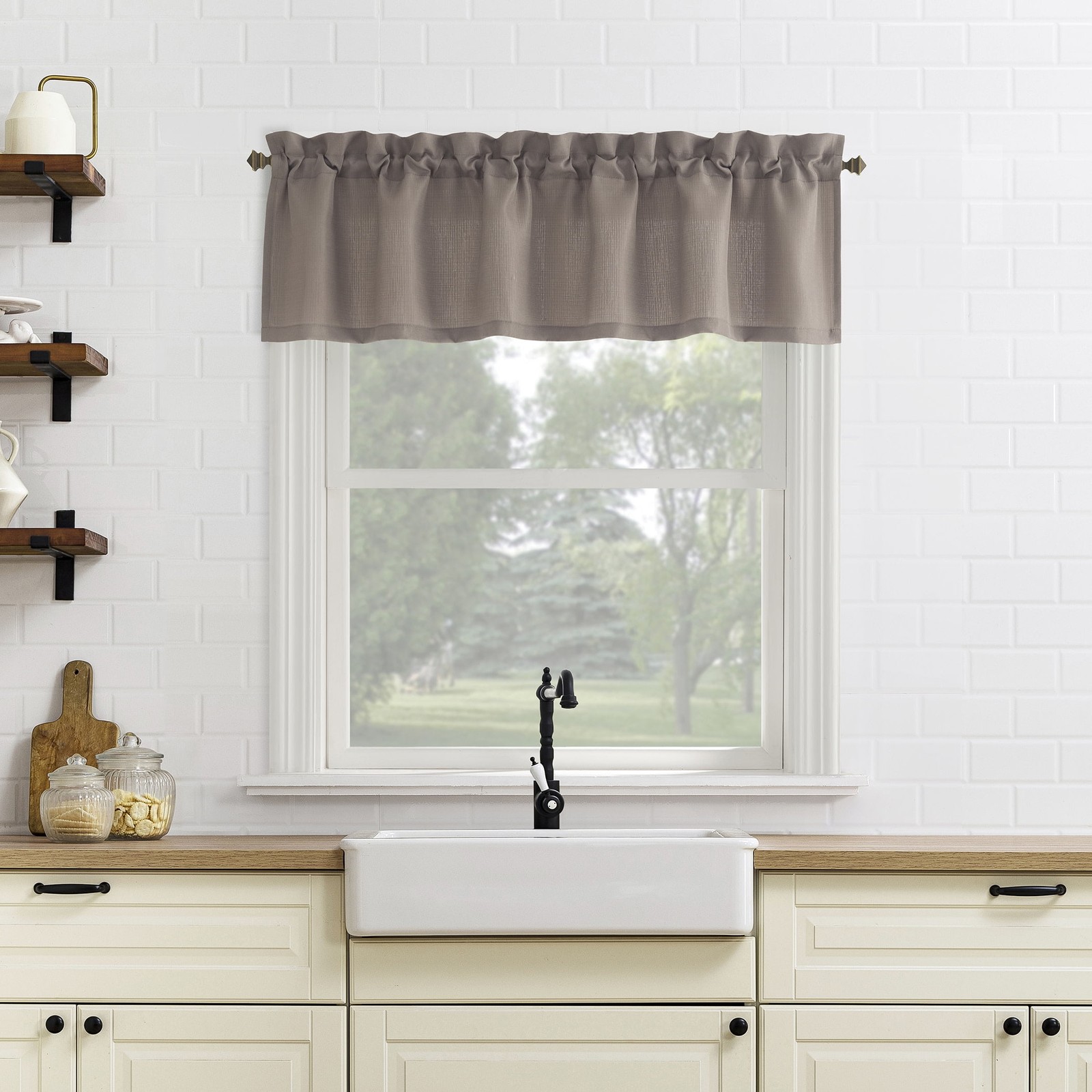 Mainstays 3-Piece Textured Semi Sheer Rod Pocket Kitchen Window Tier Pair