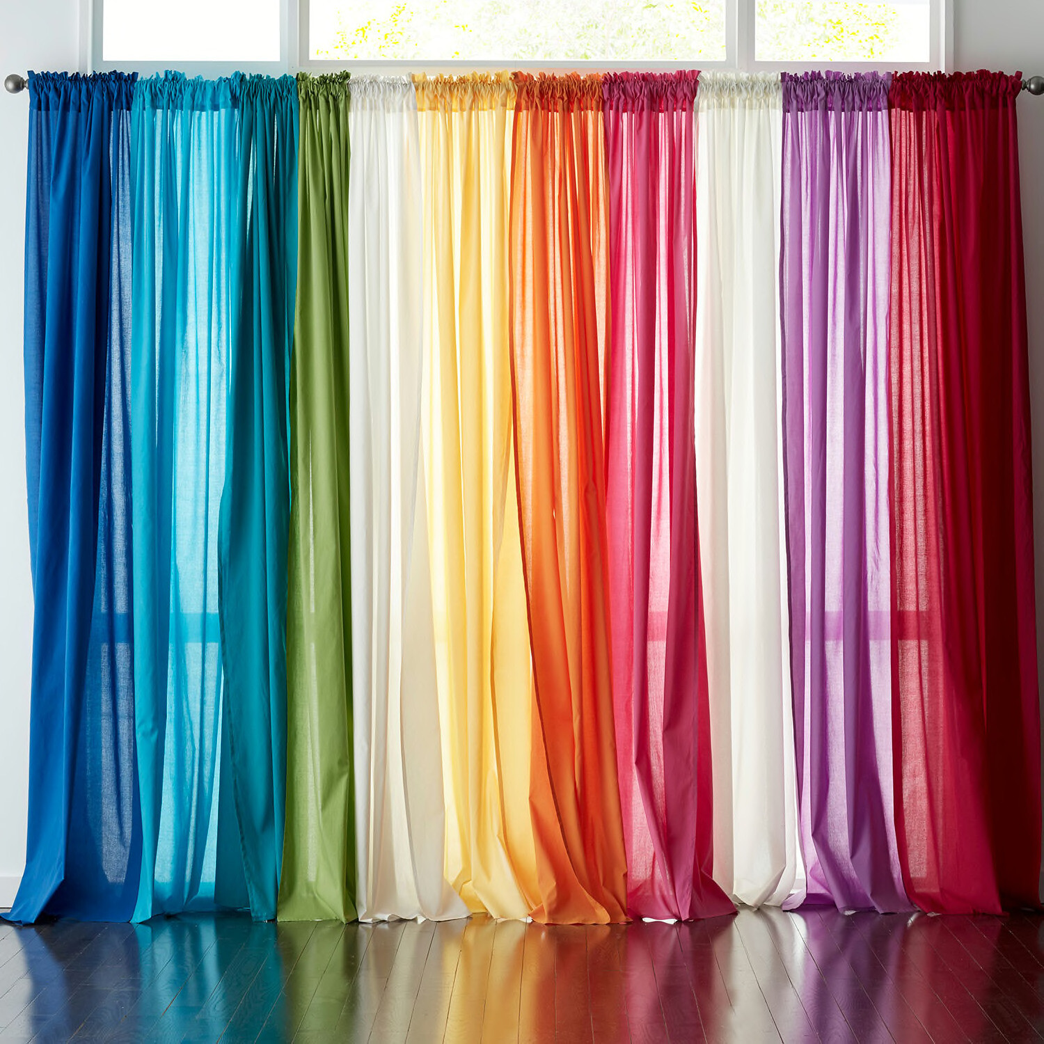Elegance 2-PC Sheer Voile Window Curtains Drapes Set 84″ Long Rod Pocket Solid