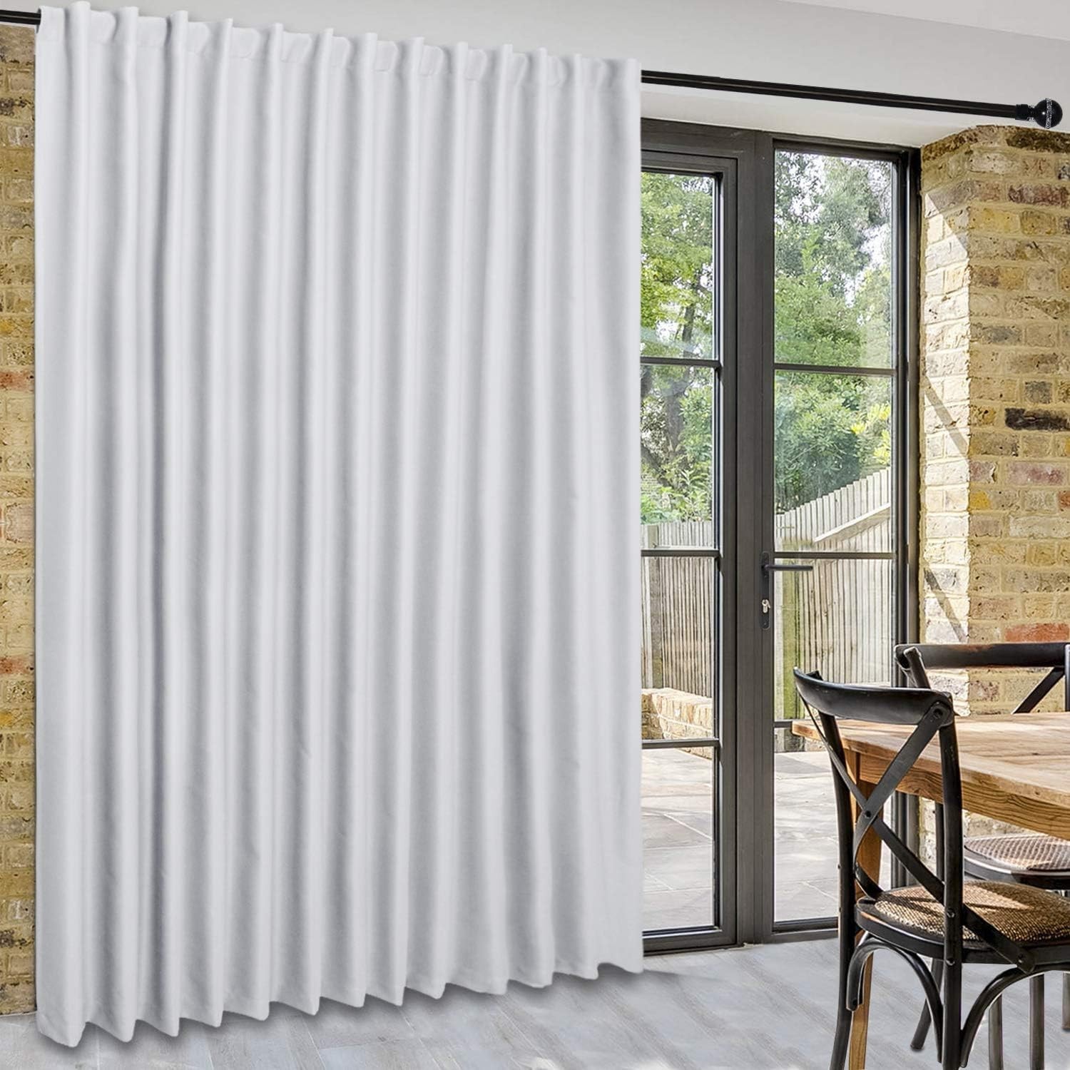 Patio Sliding Door Curtains Extra Wide Curtains For Glass Door Room Divider Blac