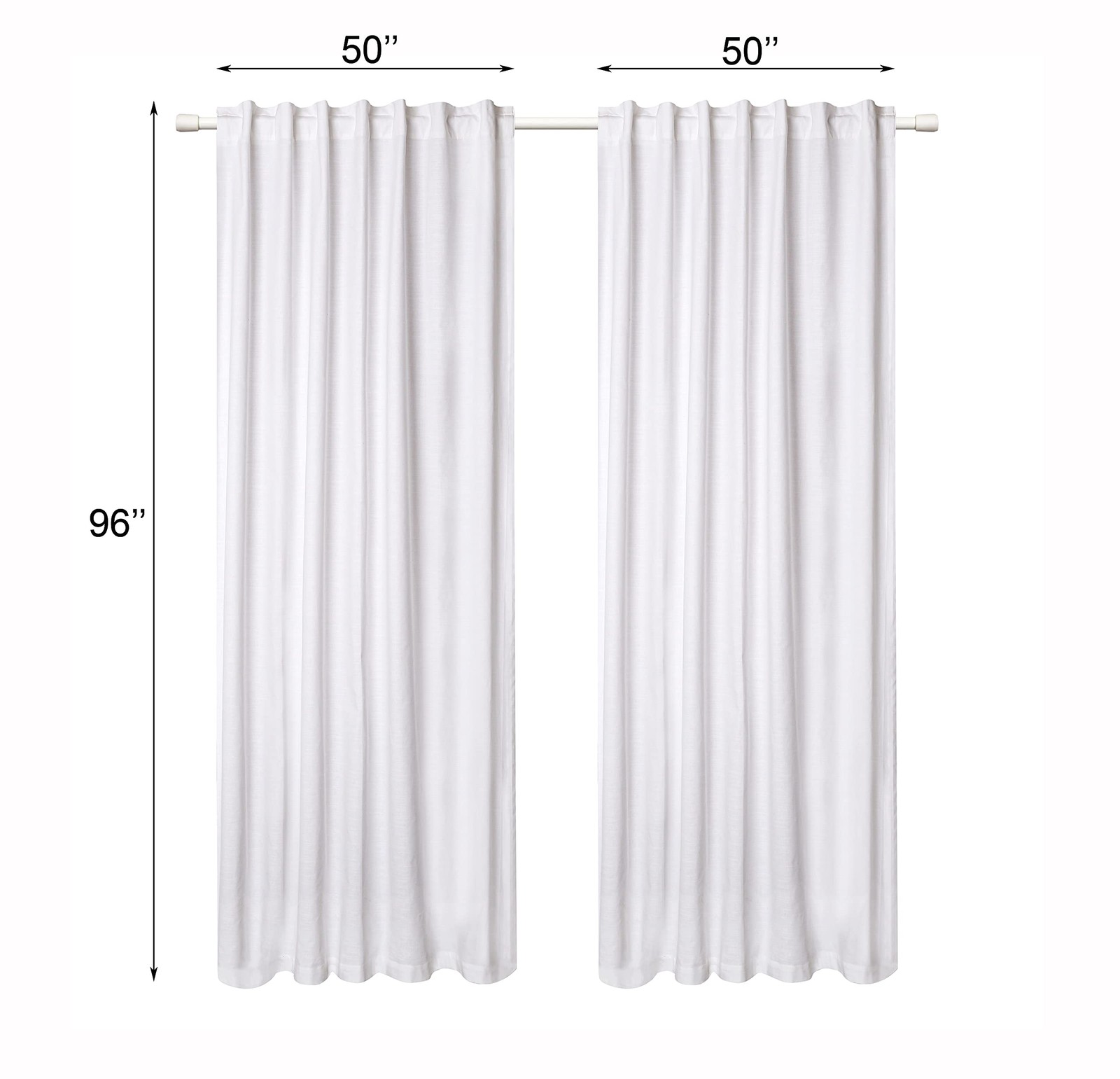 Farmhouse Cotton Curtains 50×96 Inch Set of 2 Window Curtain Panels Reverse T…