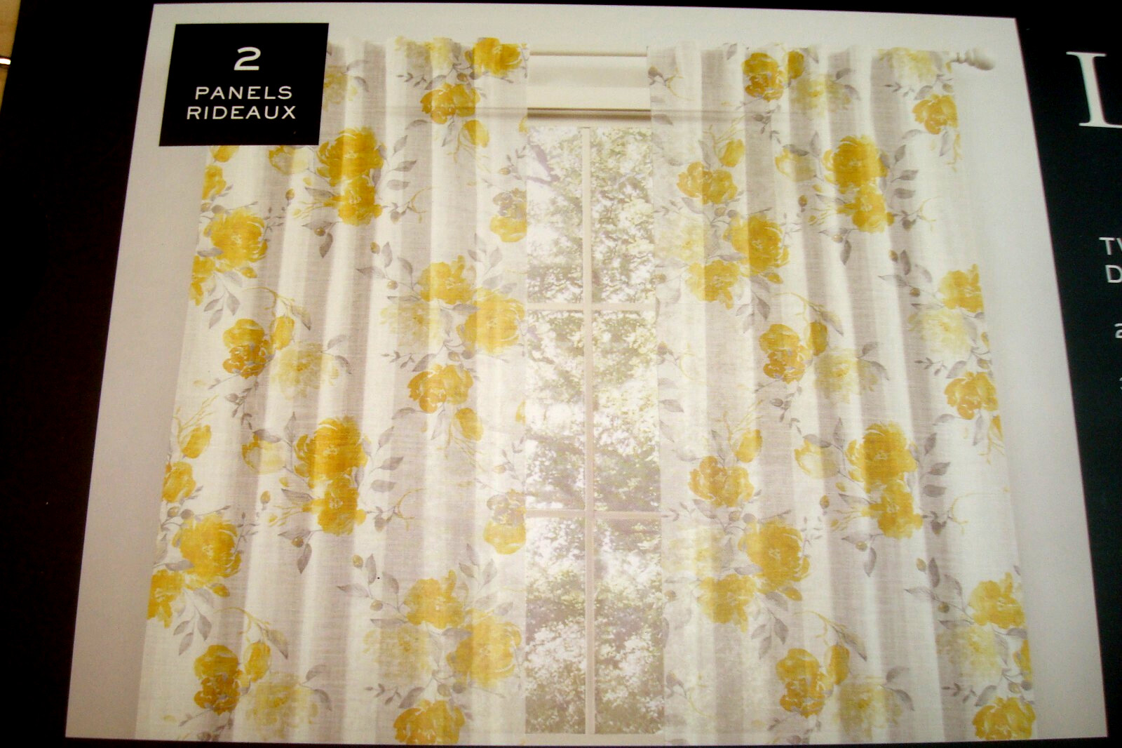 NWT 2 pc Ralph Lauren Window Curtain Panels Belleisle Yellow Floral 50″ x 96″ ea