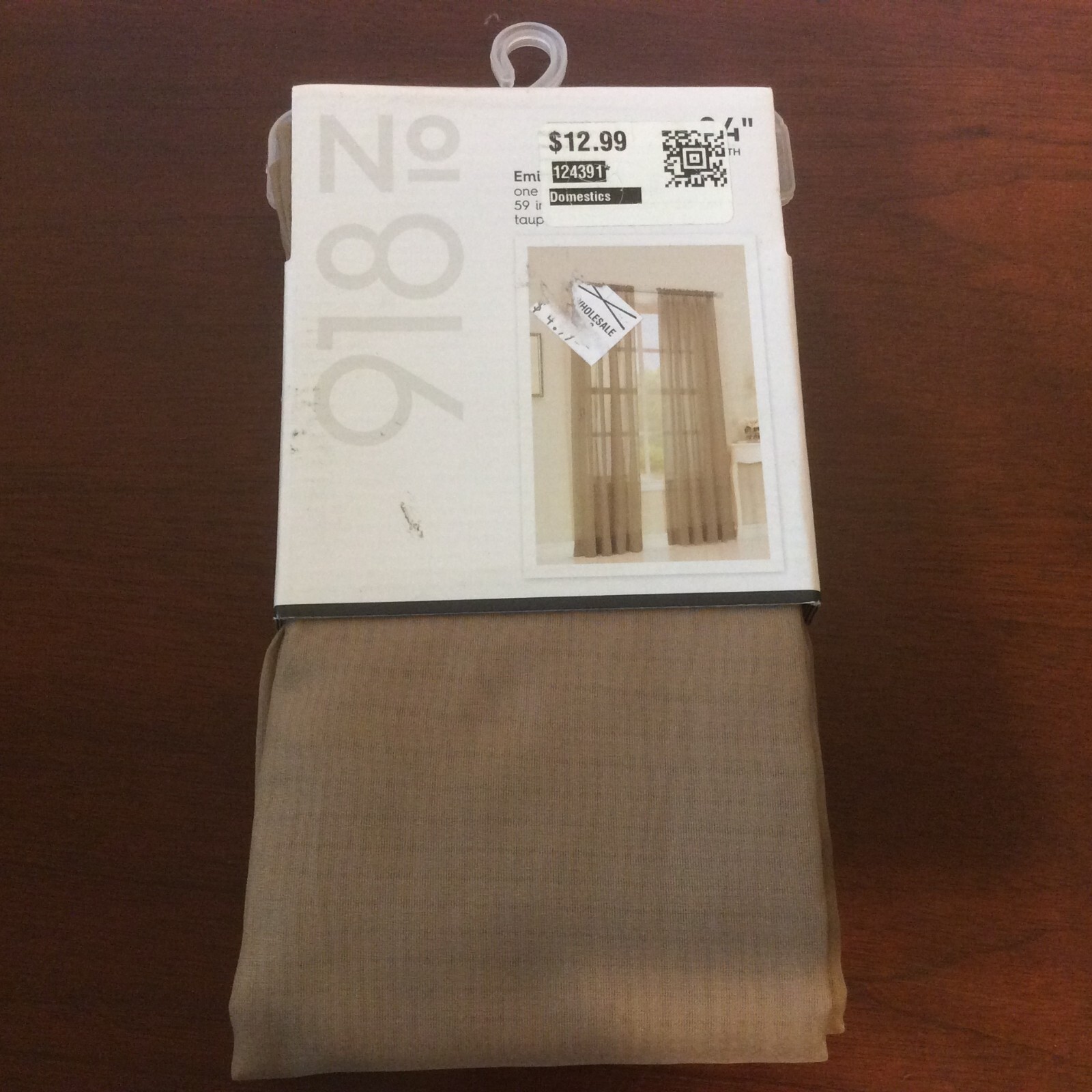 No. 918 Lichtenberg Emily Sheer Voile Rod Pocket Curtain Panel, 59″ x 84″, Taupe