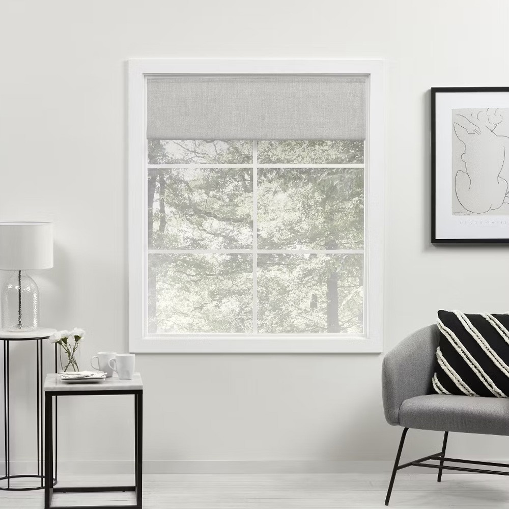 EXCLUSIVE HOME Acadia 100% Blackout Roman Shade, 34″x64″, Silver
