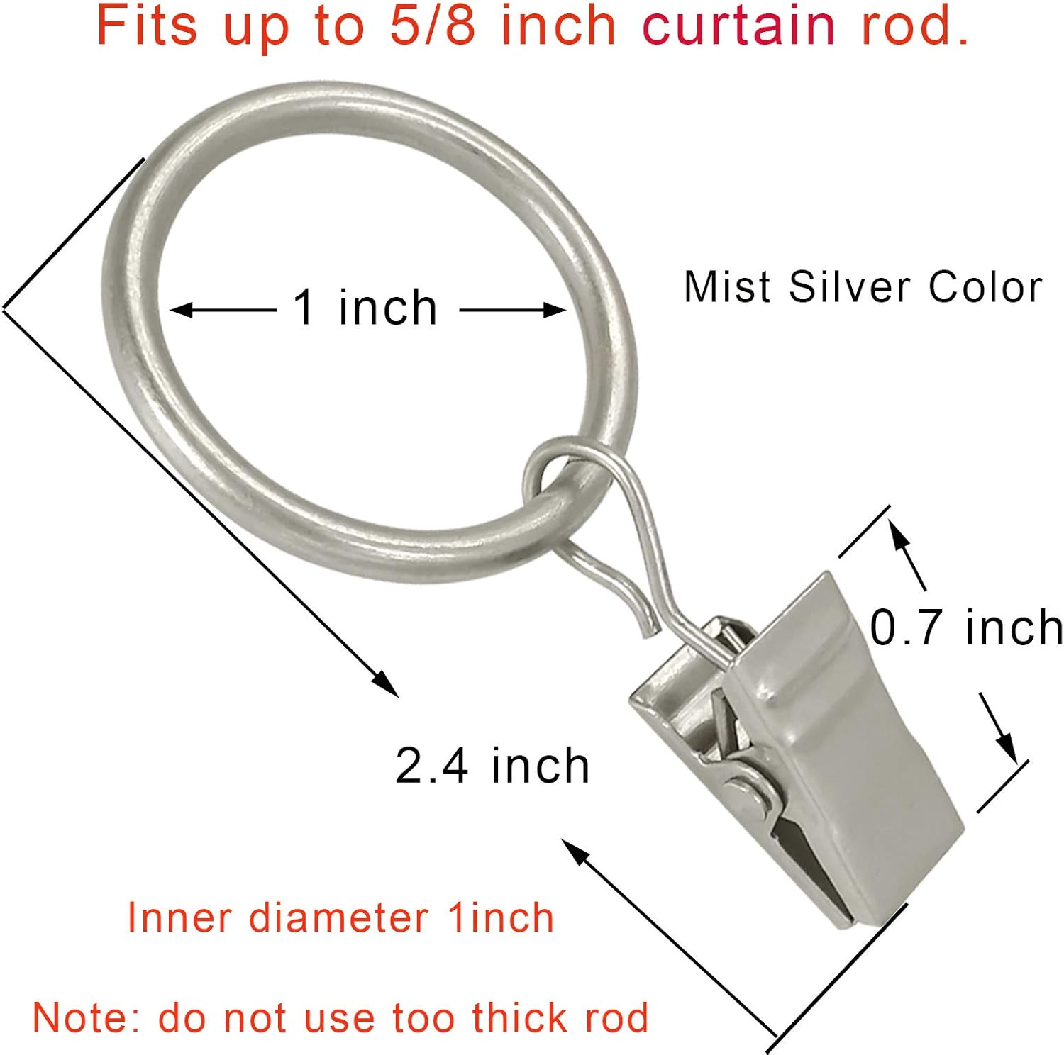 44 Pack Curtain Clip Rings with Hooks – Durable Bow Hanger Clips