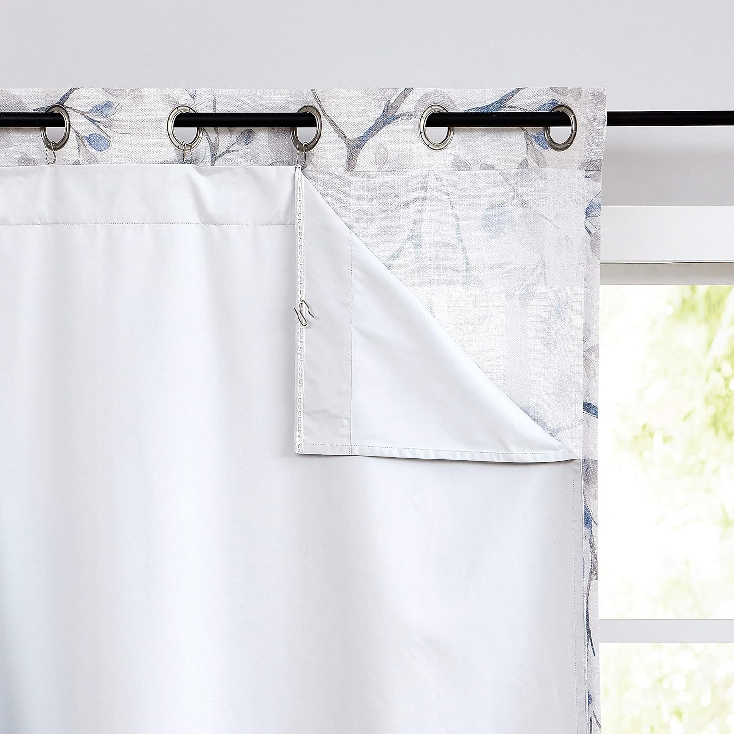 White Full Blackout Window Curtain Liner Panels Rod Pocket Bedroom Drape W/ 10