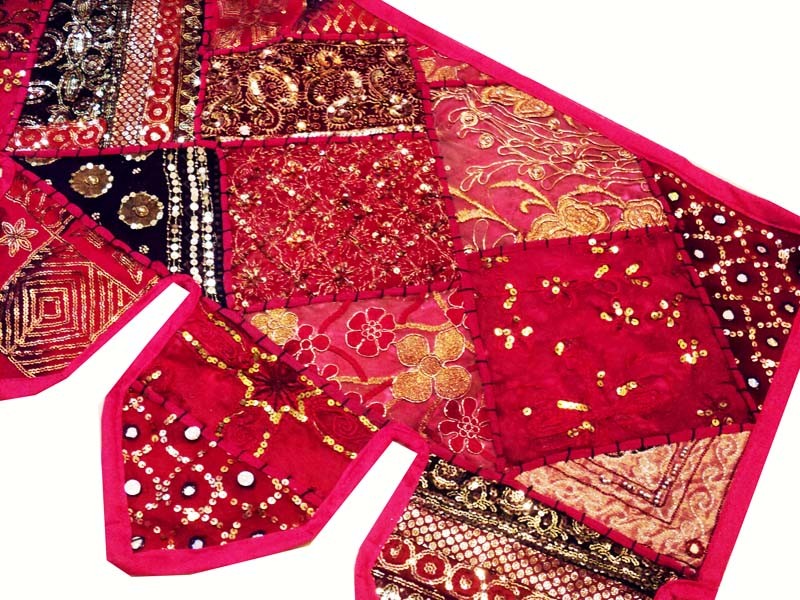 Gift For Girl Window Embroidered Sari Cotton Patchwork Door Hanging Toran Floral