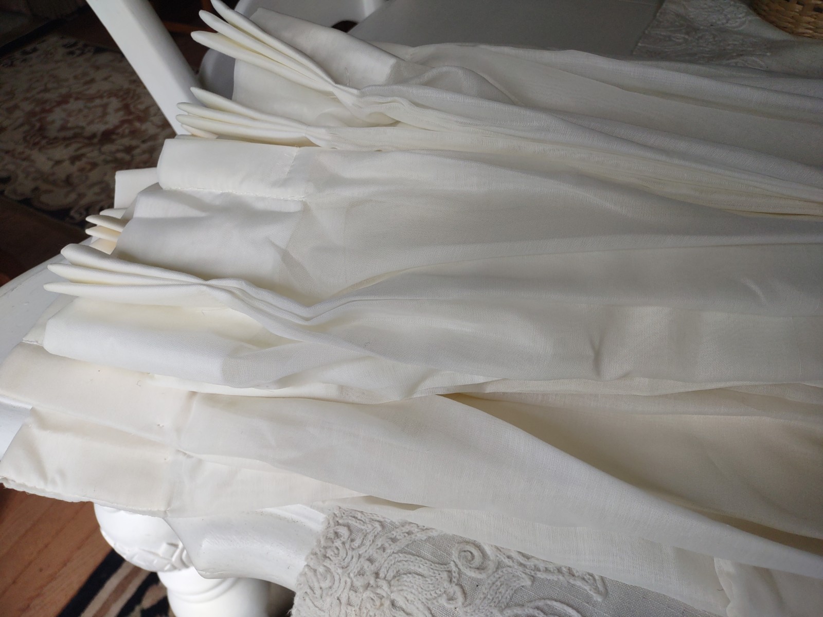 Pinch Pleated Sheer Curtains (2) 36×112″ Set Cream Ivory Panels