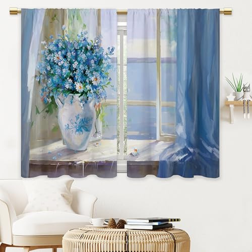 Farmhouse Blue Flower Floral Kitchen 27.5″W x 39″L (Pack of 2) B3 Blue Flower