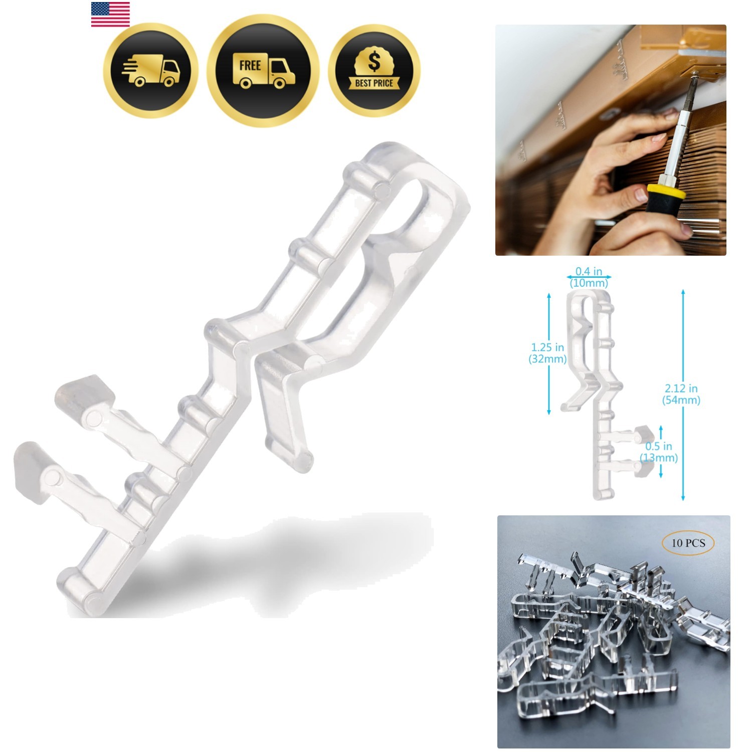 Blind Clips for Valance 2 Inch Hidden Channel Window Valance Clips Clear Plas…